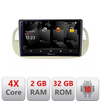Navigatie Fiat 500 intre anii 2007-2015 Android Ecran 720P Quad Core 2+64 carplay android auto