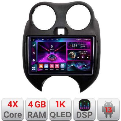 Navigatie Nissan Micra 2010-2014 Android radio gps internet 4+64 InCell Display 1K KIT-micra2010+EDT-E209-RK