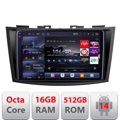 Navigatie Suzuki Swift 2010-2017 Edotec Kit-179 8 core QLED 2K 12+256GB 360 Android Waze USB Navigatie Internet Youtube Radio
