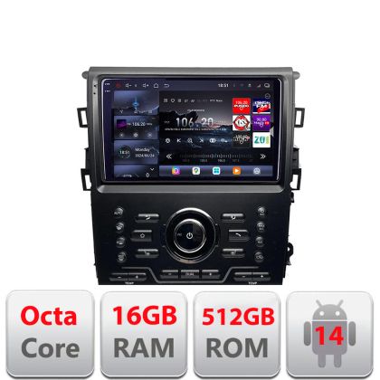 Navigatie Mondeo MK5 SYNC2 si SYNC 3 2015-2022 8 core QLED 2K 12+256GB 360 Android Waze USB Navigatie Internet Youtube Radio Edotec