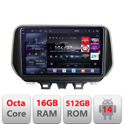 Navigatie Hyundai Tucson 2015-2020  Edotec Kit-1135 8 core QLED 2K 12+256GB 360 Android Waze USB Navigatie Internet Youtube Radio