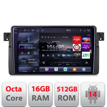 Navigatie BMW Seria 3 E46  1998-2005 Edotec Kit-052 8 core QLED 2K 12+256GB 360 Android Waze USB Navigatie Internet Youtube Radio