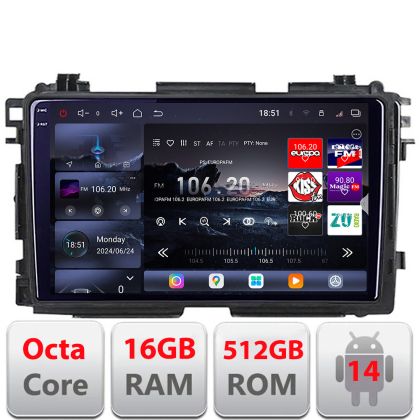 Navigatie Honda HR-V 2013-2018 Android radio gps internet 8 core QLED 2K 12+256GB 360 Edotec