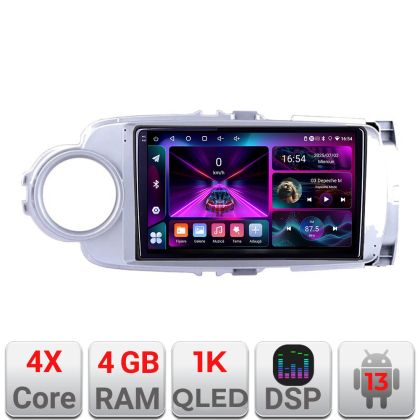 Navigatie Toyota Yaris 2010-2018 A-YARIS10  4+64 InCell Display 1K Android Waze USB Navigatie Internet Youtube Radio