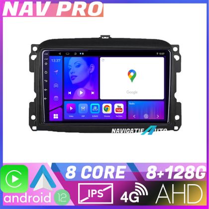 Navigatie Fiat 500 2015 2021 KIT 500new EDOTEC-LITE Android Ecran 720P Octa Core 8 128 Carplay