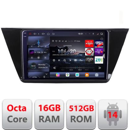 Navigatie Volkswagen Touran 2016- Edotec Kit-3144 8 core QLED 2K 12+256GB 360 Android Waze USB Navigatie Internet Youtube Radio