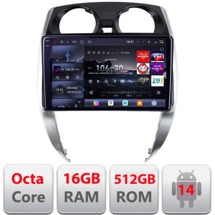 Navigatie Nisan Note 2012-2019 Android radio gps internet 8 core QLED 2K 12+256GB 360 Edotec