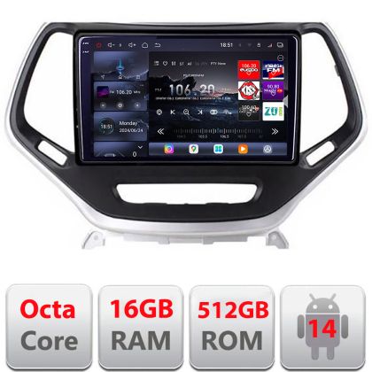 Navigatie Jeep Cherokee 2014-2019 Edotec Kit-248 8 core QLED 2K 12+256GB 360 Android Waze USB Navigatie Internet Youtube Radio