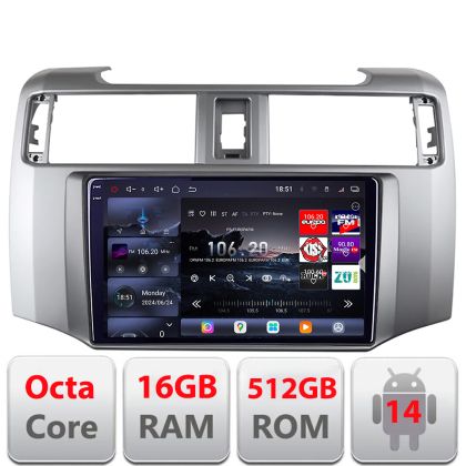 Navigatie Toyota 4runner 2009-2019 Android radio gps internet 8 core QLED 2K 12+256GB 360 Edotec