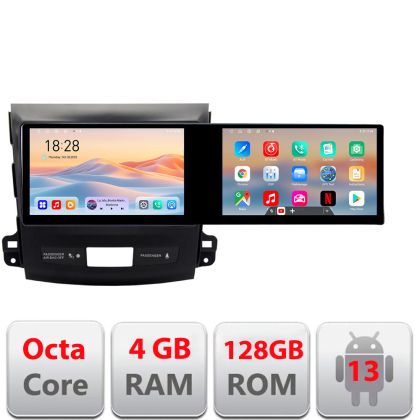 Navigatie Mitsubishi Outlander 2010 Kit-056 Edotec 2 ecrane  8 core 4+128 21.6 inch Incell android Wifi 5Ghz gps internet  Q v2