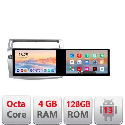 Navigatie Citroen C4 Kit-088 Edotec 2 ecrane  8 core 4+128 21.6 inch Incell android Wifi 5Ghz gps internet