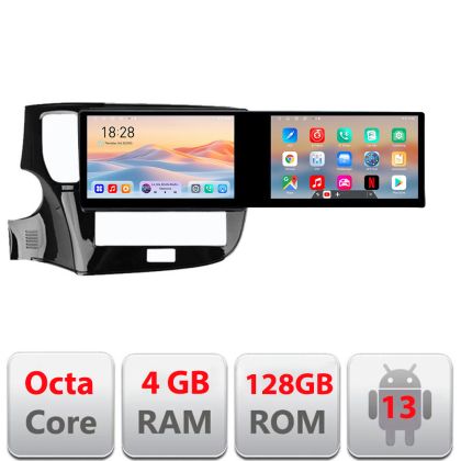 Navigatie Mitsubishi Oultander 2020- Kit-1230-20 Edotec 2 ecrane  8 core 4+128 21.6 inch Incell android Wifi 5Ghz gps internet 32