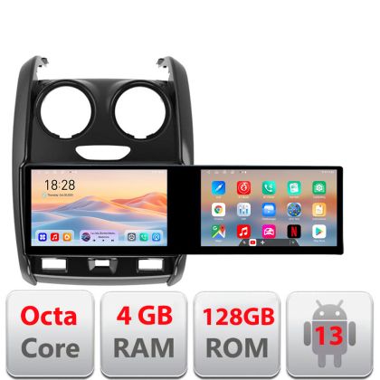 Navigatie Dacia Duster 2012-2019 Kit-157 Edotec 2 ecrane  8 core 4+128 21.6 inch Incell android Wifi 5Ghz gps internet