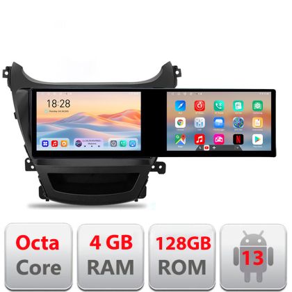 Navigatie Hyundai Elantra 2013-2015 Kit-359 Edotec 2 ecrane  8 core 4+128 21.6 inch Incell android Wifi 5Ghz gps internet  Q
