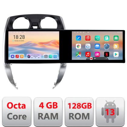 Navigatie Nisan Note 2012-2019 Edotec 2 ecrane  8 core 4+128 21.6 inch Incell android Wifi 5Ghz gps internet  KIT-note-2012