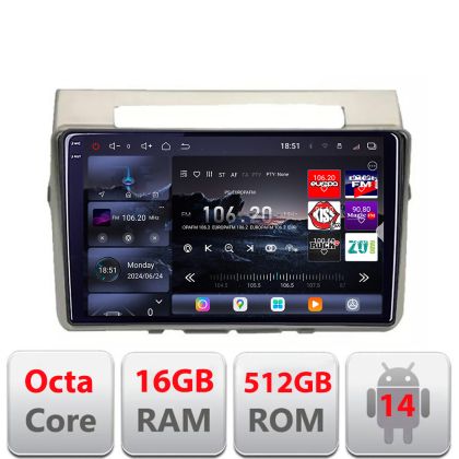 Navigatie Toyota Verso intre anii 2004-2009 Android radio gps internet 8 core QLED 2K 16+512GB 360 Edotec