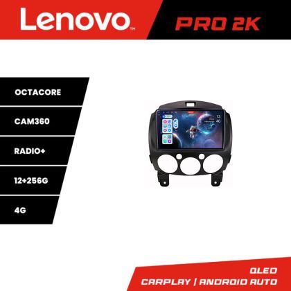 Navigatie Mazda 2 2007-2013 Android radio gps internet 8 core QLED 2K 12+256 360 Lenovo