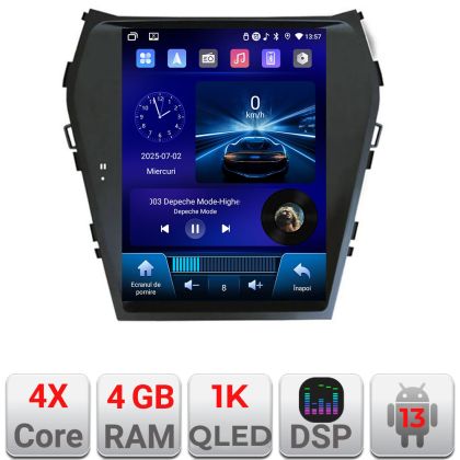 Navigatie Hyundai Santa Fe 2012-2018 tip tesla radio gps internet 4 Core carplay android auto 4+64 Incell Display kit-tesla-209+EDT-E220-RK