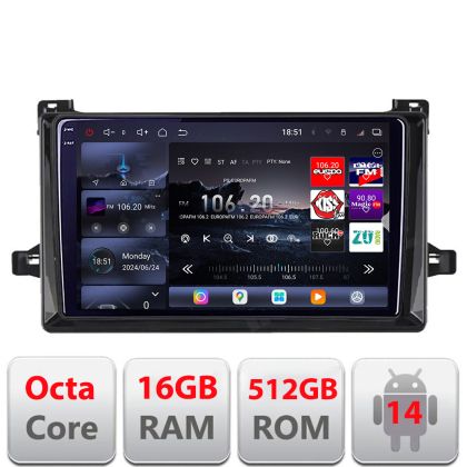 Navigatie Toyota Prius dupa 2015 Edotec Kit-TY50 8 core QLED 2K 16+512GB 360 Android Waze USB Navigatie Internet Youtube Radio