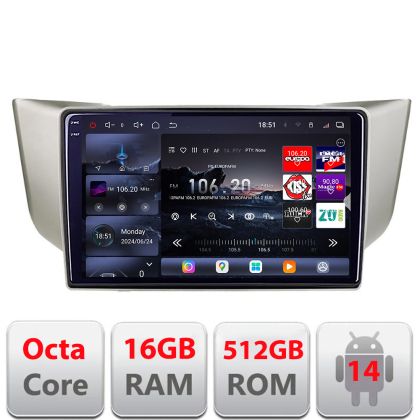 Navigatie Lexus RX 2003-2009 Edotec Kit- rx-03 8 core QLED 2K 16+512GB 360 Android Waze USB Navigatie Internet Youtube Radio