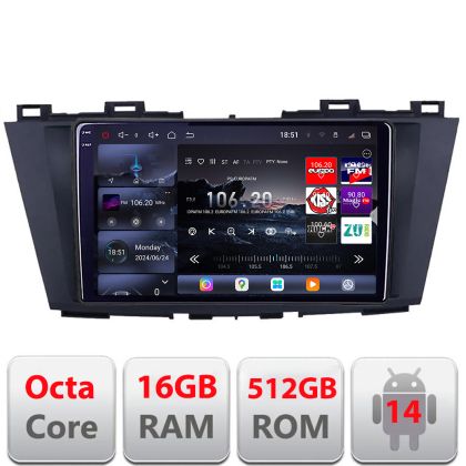 Navigatie Mazda 5 2010-2017 Edotec Kit-117 8 core QLED 2K 16+512GB 360 Android Waze USB Navigatie Internet Youtube Radio