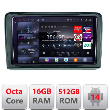 Navigatie VW PQB Edotec Kit-VW 8 core QLED 2K 16+512GB 360 Android Waze USB Navigatie Internet Youtube Radio
