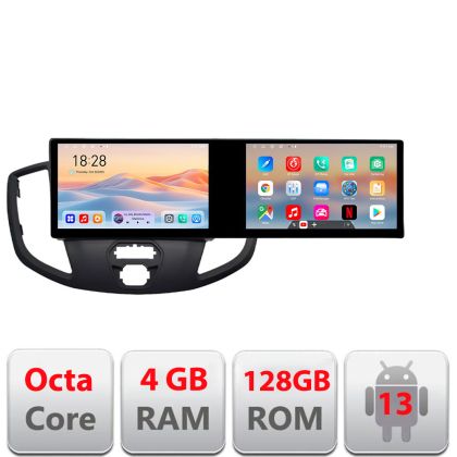 Navigatie Ford Transit V363 2015-2021 Edotec 2 ecrane  8 core 4+128 21.6 inch Incell android Wifi 5Ghz gps internet  Kit-custom