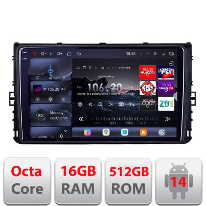 Navigatie grupul VW Edotec Kit-933 8 core QLED 2K 16+512GB 360 Android Waze USB Navigatie Internet Youtube Radio