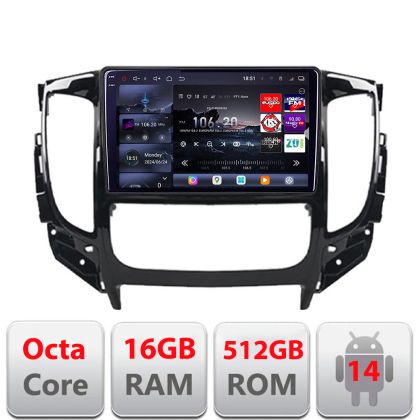 Navigatie Mitsubishi L200 2014-2020 Edotec Kit-1094 8 core QLED 2K 16+512GB 360 Android Waze USB Navigatie Internet Youtube Radio v1