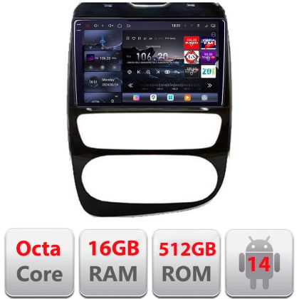 Navigatie Renault Clio 4 2012-2019 V2 Edotec Kit-468 8 core QLED 2K 16+512GB 360 Android Waze USB Navigatie Internet Youtube Radio