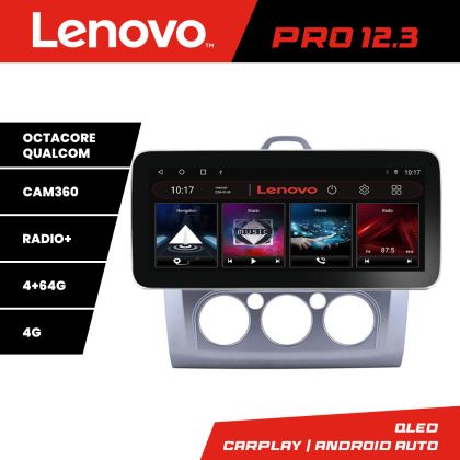 Navigatie Ford Focus clima manuala K-140-manual Lenovo PRO 4+64 12.3 inch qled android 4G DSP gps internet 32
