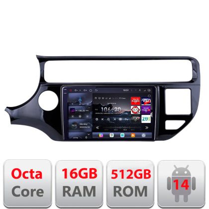 Navigatie Kia Rio 2014-2017 Edotec Kit-504 8 core QLED 2K 16+512GB 360 Android Waze USB Navigatie Internet Youtube Radio