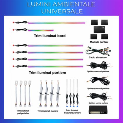 Lumini ambientale universale benzi albe tub model Audi 18 lumini 64 culori control din telefon
