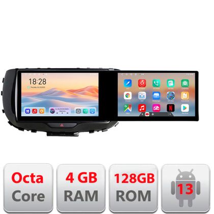 Navigatie Kia Soul 2020- Kit-soul Edotec 2 ecrane  8 core 4+128 21.6 inch Incell android Wifi 5Ghz gps internet