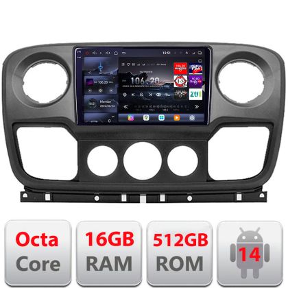 Navigatie Opel Movano, Renault Master 2010-2021 Android radio gps internet 8 core QLED 2K 16+512GB 360GB  Edotec V1