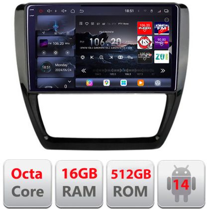 Navigatie VW Jetta 2011-2018 Edotec Kit-JETTEdotec Kit-15 8 core QLED 2K 16+512GB 360 Android Waze USB Navigatie Internet Youtube Radio