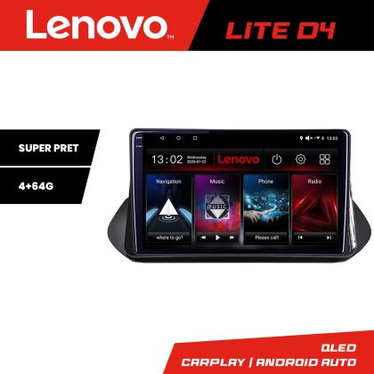 Navigatie Nissan X-trail 2021- Lenovo QLED 1K 4+64 WIFI 5Ghz carplay android auto Android kit-x-trail-2021+EDT-LITE-D4-10-4+64