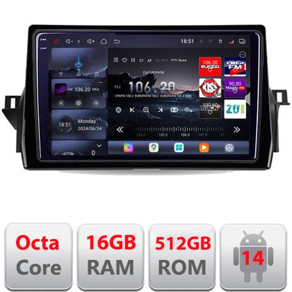 Navigatie Toyota Camry 2021- Edotec Kit-camry2021 8 core QLED 2K 16+512GB 360 Android Waze USB Navigatie Internet Youtube Radio