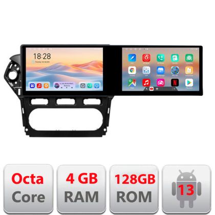 Navigatie Ford Mondeo 2010-2014 Kit-mondeo-clima Edotec 2 ecrane  8 core 4+128 21.6 inch Incell android Wifi 5Ghz gps internet