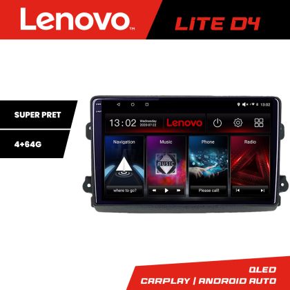 Navigatie Fiat Ducato 2021- Lenovo QLED 1K 4+64 WIFI 5Ghz carplay android auto Android KIT-ducato2024+EDT-LITE-D4-9-4+64