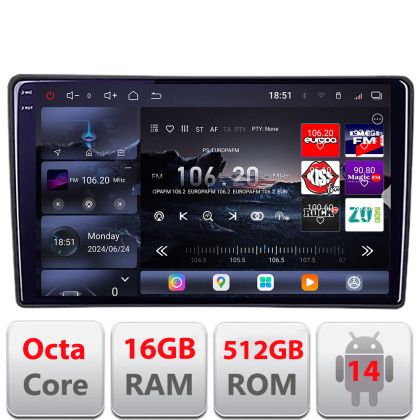 Navigatie Toyota Android radio gps internet 8 core QLED 2K 16+512GB 360 Edotec