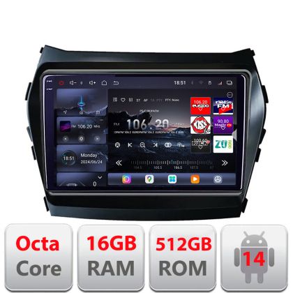 Navigatie Hyundai Santa Fe IX45 2012-2017 Edotec Kit-209 8 core QLED 2K 16+512GB 360 Android Waze USB Navigatie Internet Youtube Radio