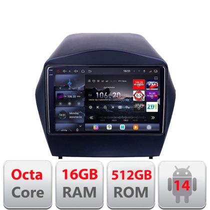 Navigatie Hyundai IX35 2011+ Edotec Kit-361 8 core QLED 2K 16+512GB 360 Android Waze USB Navigatie Internet Youtube Radio