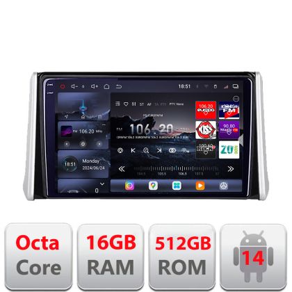 Navigatie Toyota RAV4 Suzuki Across 2018+ 8 core QLED 2K 16+512GB 360 Android Waze USB Navigatie Internet Youtube Radio v1 Edotec
