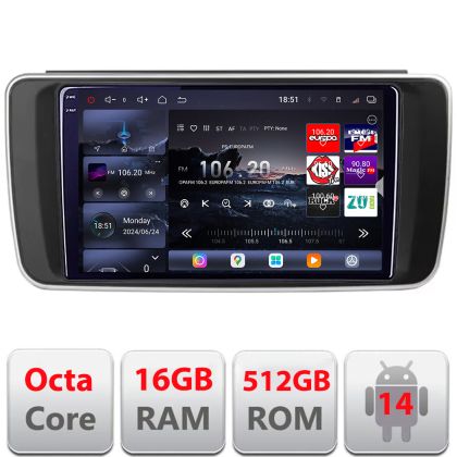Navigatie Nissan Leaf 2018-2024 Qled 2K Octa Core 16+512GB LTE 4G DSP Wifi 5Ghz android auto carplay radio gps internet kit-leaf+EDT-E809-2K