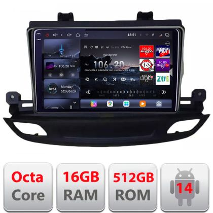 Navigatie Opel Insignia 2018- Edotec Kit-insignia19 8 core QLED 2K 16+512GB 360 Android Waze USB Navigatie Internet Youtube Radio