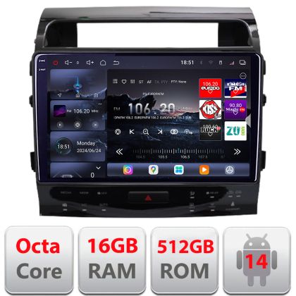Navigatie Toyota Landcruiser J150 2010-2018 Edotec Kit-381-type-a 8 core QLED 2K 16+512GB 360 Android Waze USB Navigatie Internet Youtube