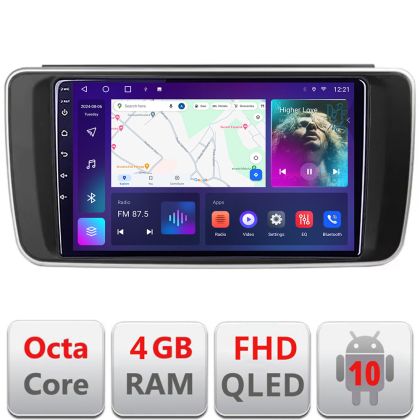 Navigatie Nissan Leaf 2018-2024 dedicata Android QLED octa core 4+64 4G DSP FHD carplay android auto radio gps internet Android kit-leaf+EDT-E309v3