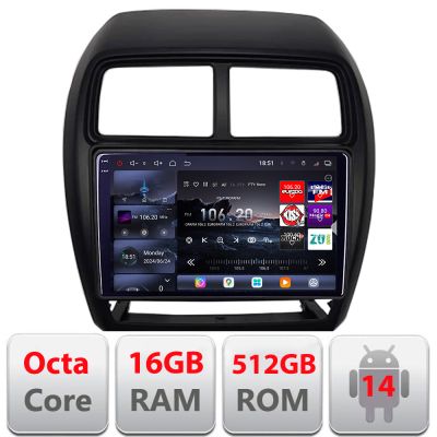 Navigatie Mitsubishi ASX 2017-2021 model facelift Android radio gps internet 8 core QLED 2K 12+256GB 360 Edotec v1