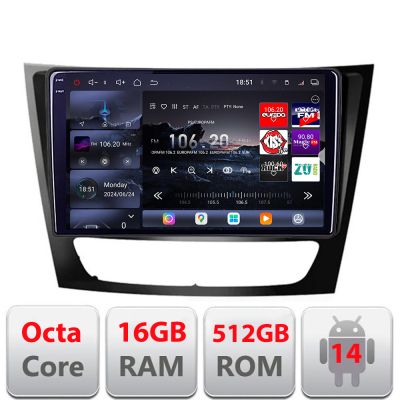 Navigatie Mercedes W211 W219 2002-2010 Edotec Kit-090 8 core QLED 2K 12+256GB 360 Android Waze USB Navigatie Internet Youtube Radio